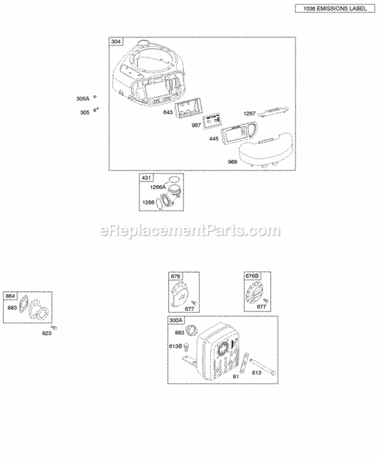 Air Cleaner Blower Housing Exhaust System Diagram and Parts List for 218807-0112-E1  Briggs and Stratton Engine